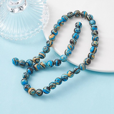 Synthetic Malachite Beads Strands G-YW0001-55C-1