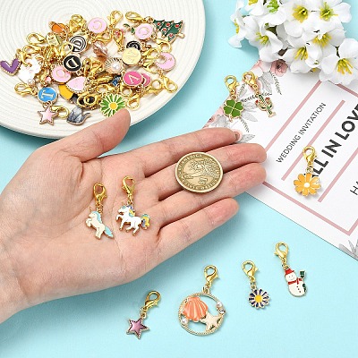 50Pcs Alloy Enamel Pendant Decorations HJEW-YW00386-1