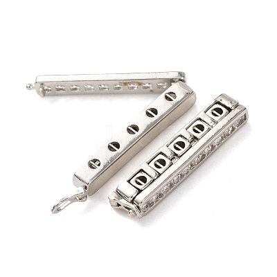 Brass Micro Pave Clear Cubic Zirconia Twister Clasps KK-K422-16P-1