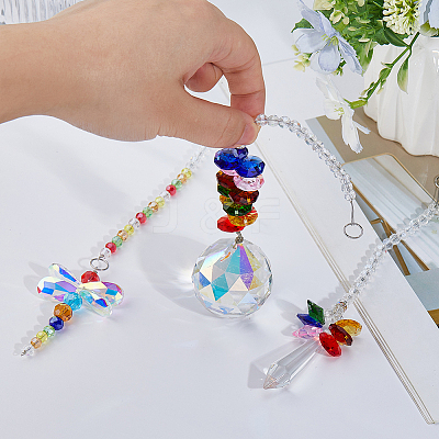 3Pcs Glass Dragonfly Hanging Suncatchers HJEW-FH00221-1