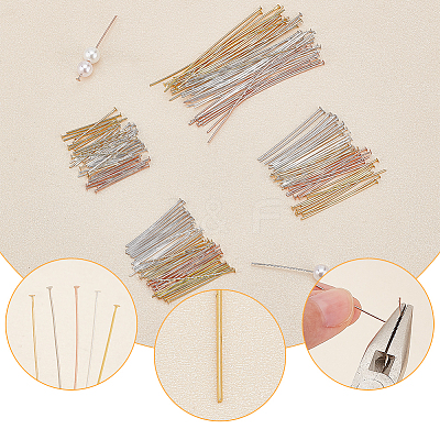 200Pcs 20 Styles Brass Flat Head Pins KK-BC0009-19-1