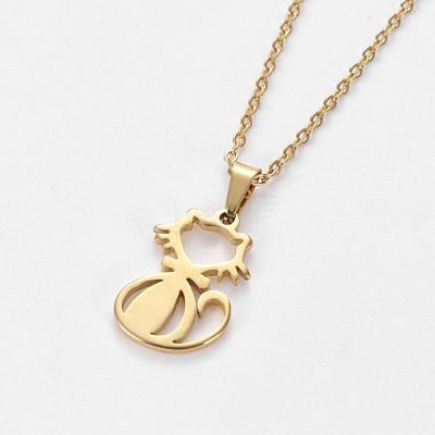 304 Stainless Steel Kitten Jewelry Sets X-SJEW-L141-017G-1