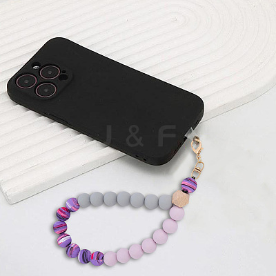 1Pc Silicone & Wood Pendant Decorations HJEW-BM0001-61C-1