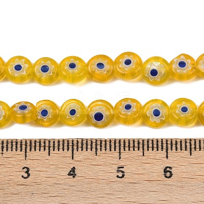 Handmade Millefiori Glass Flat Round Bead Strands LK-P010-01-1