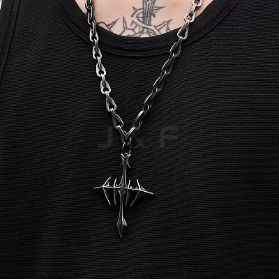 Vintage Alloy Gothic Cross Pendant Necklaces for Unisex WG72B7C-01-1
