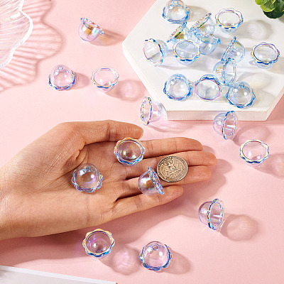 30Pcs UV Plating Acrylic Bead Caps PACR-TA0001-20B-1