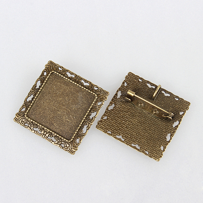 Vintage Alloy Brooch Cabochon Bezel Settings PALLOY-N0085-03AB-NF-1