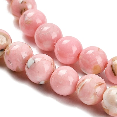 Assembled Synthetic Stone and Trochus Shell Beads Strands G-B128-08B-03-1
