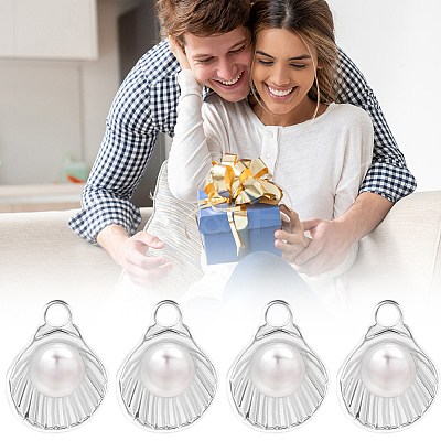 12Pcs Brass with Glass Pearl Charms KK-BBC0024-93-1