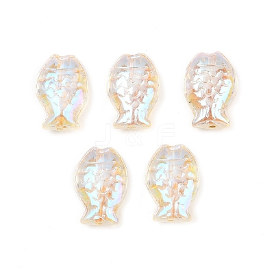 Electroplate and Golden Metal Enlaced Glass Beads X-EGLA-T029-01M-1