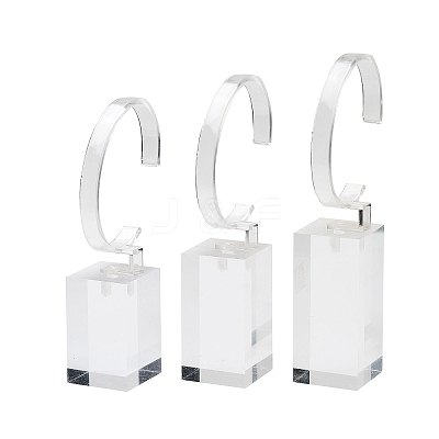 3Pcs 3 Sizes C Shaped Organic Glass Single Bracelet Display Stands Set BDIS-Q027-01-1