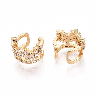 Brass Micro Pave Clear Cubic Zirconia Cuff Earrings EJEW-T047-62G-1
