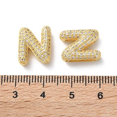 Rack Plating Brass Micro Pave Cubic Zirconia Slide Charms KK-C084-34G-N-1