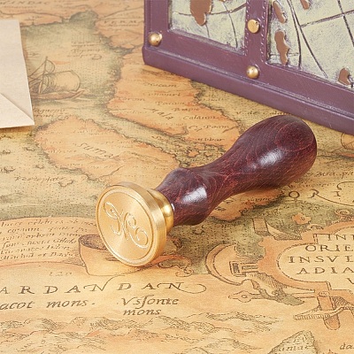DIY Letter Scrapbook Brass Wax Seal Stamps and Wood Handle AJEW-P068-C03-1
