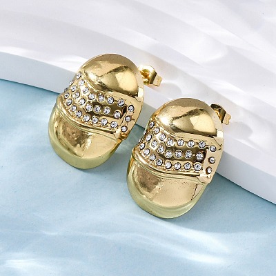 304 Stainless Steel Rhinestone Stud Earrings for Women EJEW-L296-018G-1