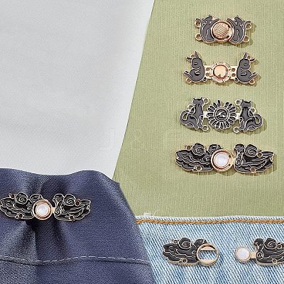 8 Sets 4 Style Alloy Enamel Adjustment Waist Tightener Buckle Buttons FIND-NB0002-69-1