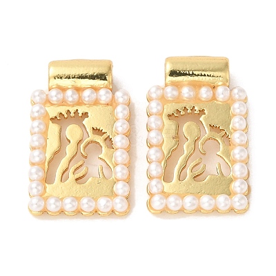 Rack Plating Brass & Acrylic Pearl Pendants KK-G488-05B-G-1