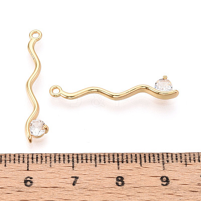 Brass Micro Pave Clear Cubic Zirconia Pendants KK-T078-01G-05-1