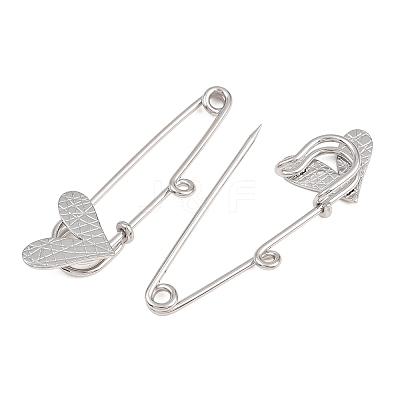 Crisscross Heart 304 Stainless Steel Safety Pins Brooch Findings SA-CBA098D-15E-P01-1