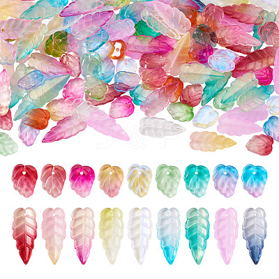 120Pcs 2 Styles Autumn Theme Two-Tone Transparent Glass Charms EGLA-TA0013-49-1