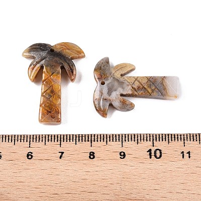 Natural Crazy Agate Coconut Tree Pendants G-N342-02F-1