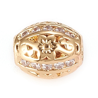 Brass Micro Pave Clear Cubic Zirconia Beads X-KK-K243-04G-1