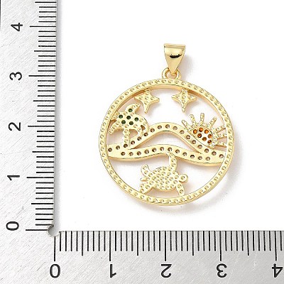 Brass Micro Pave Cubic Zirconia Pendants KK-P330-07B-G-1