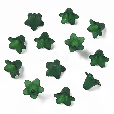 Teal Frosted Transparent Acrylic Flower Beads X-PLF018-09-1