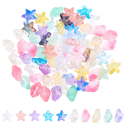 80Pcs 2 Styles Transparent Glass Beads GLAA-SC0003-31-1
