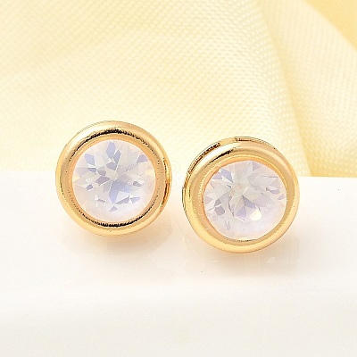 Brass Glass Stud Earrings EJEW-F391-05G-02-1
