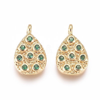 Brass Micro Pave Cubic Zirconia Pendants KK-D156-07G-D-1