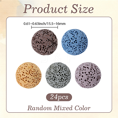 24Pcs Unwaxed Natural Lava Rock Beads G-PA0002-12-1