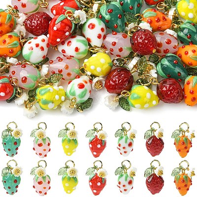 5Pcs Handmade Lampwork Pendants PALLOY-YW00108-02A-1
