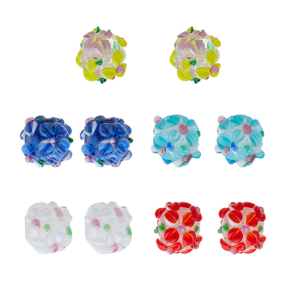 10Pcs 5 Colors Handmade Lampwork Beads LAMP-FI0001-01-1