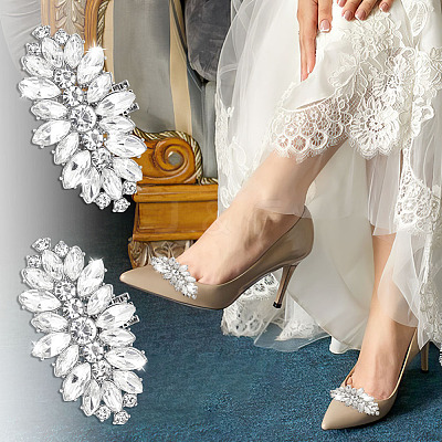 8Pcs 4 Styles Brass Rhinestone Shoe Decorations AJEW-GA0006-98-1
