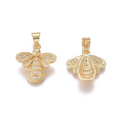 Brass Micro Pave Clear Cubic Zirconia Pendants LS-ZIRC-I036-25G-1