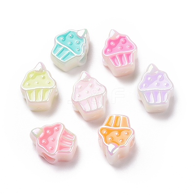 UV Plating Rainbow Iridescent Acrylic European Beads SACR-E009-43-1