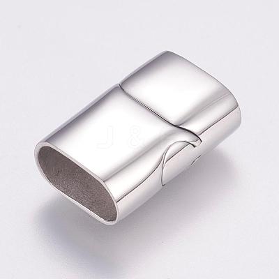 Tarnish Resistant Rectangle 304 Stainless Steel Magnetic Clasps with Glue-in Ends STAS-M195-11-1