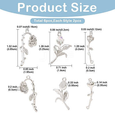 6Pcs 3 Styles Rack Plating Alloy Pendants FIND-YW0010-82-1