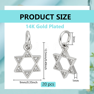 20Pcs Brass Micro Pave Clear Cubic Zirconia Charms KK-BC0015-34P-1