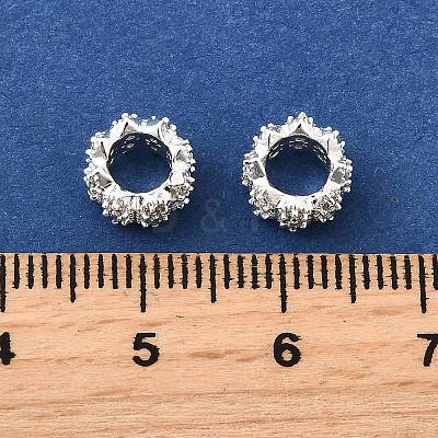 Wave Brass Micro Pave Cubic Zirconia European Beads KK-K300-07A-S-1
