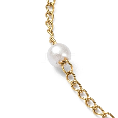 Glass Pearl Beaded Chain Bracelet BJEW-JB09432-1
