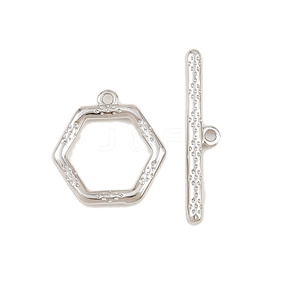 Hexagon Brass Toggle Clasps KK-G548-40P-1