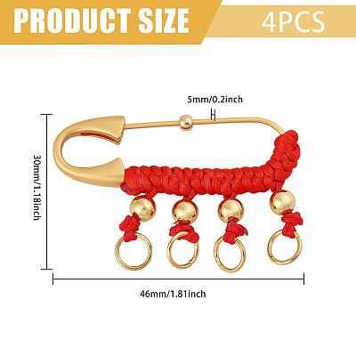 4Pcs Chinese Brass Safety Pins Findings JEWB-CA0001-71-1