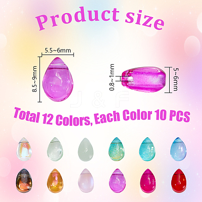 120Pcs 12 Colors Transparent Glass & Lampwork Beads Sets GGLA-GA0001-05-1