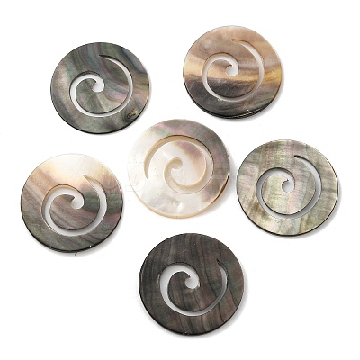 Natural Black Lip Shell Vortex Cabochons SHEL-M019-04-1
