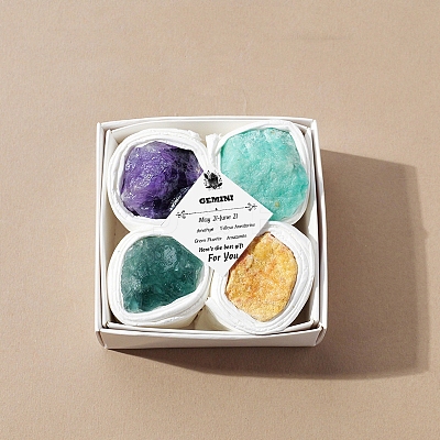 4Pcs 12 Zodiac Signs Series Natural Mixed Gemstone Decorations DJEW-B016-03-1