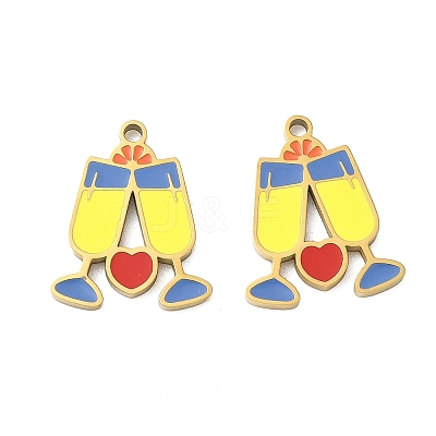 304 Stainless Steel Enamel Pendants STAS-G360-04G-07-1