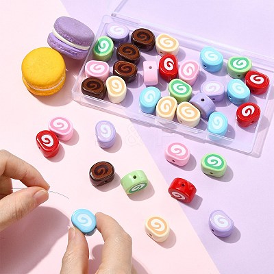 35Pcs 7 Colors Opaque Acrylic Imitation Food Beads OACR-CJ0002-72-1