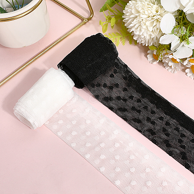 2Pcs 2 Colors Polyester Lace Long Silk Scarf for Women Girls AJEW-GF0011-28A-1